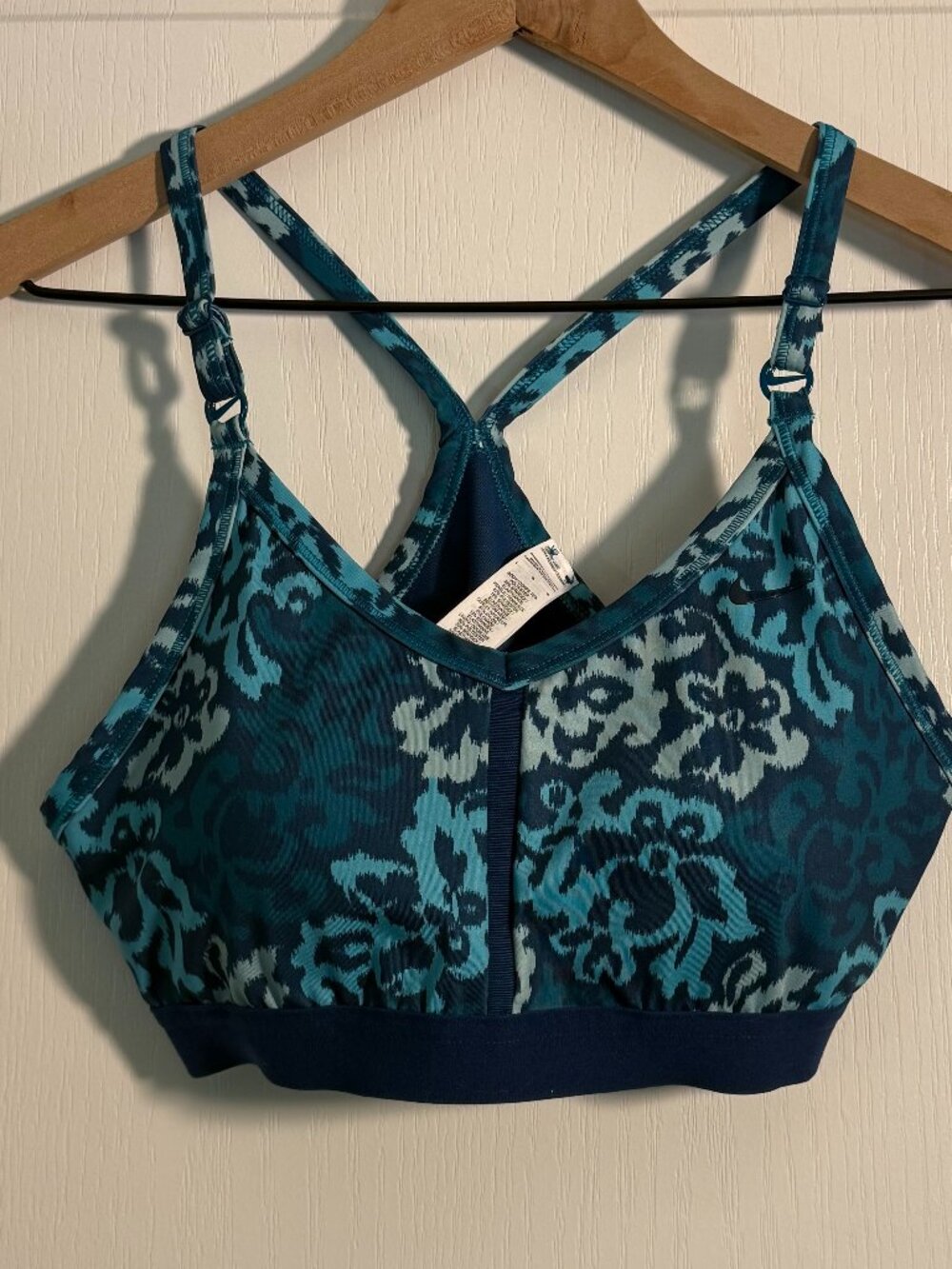 EUC - Nike Dri-Fit Sports Bra - Different Teals Floral Pattern - Large